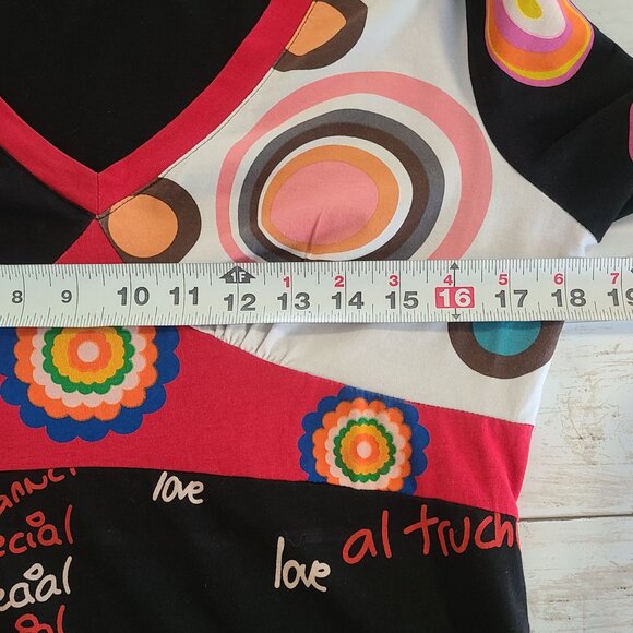 Bella Carra Knit Dress Embroidered Patchwork Boho Art to Wear Whimsical S/M - Picture 5 of 9